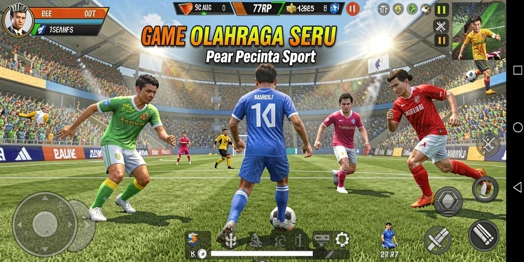 Screenshot gameplay 77RP menunjukkan aksi olahraga yang menegangkan.