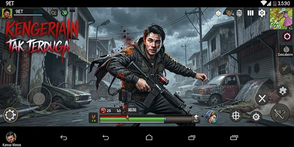 Screenshot gameplay 9ET yang menampilkan suasana mencekam.