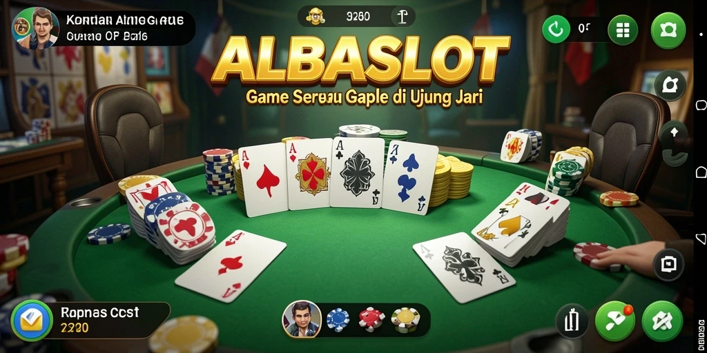 Screenshot gameplay ALBASLOT menunjukkan serunya permainan Gaple.