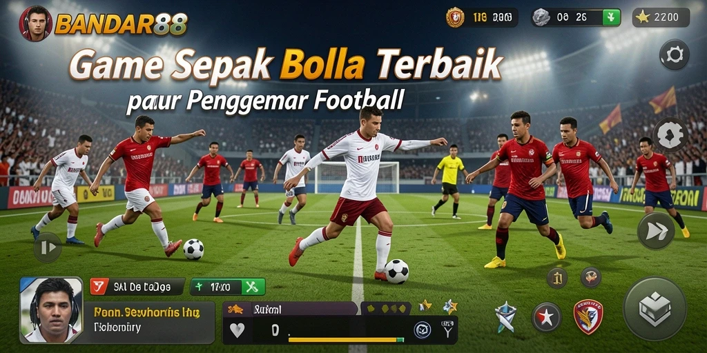 Tampilan gameplay sepak bola yang seru dan mendebarkan.
