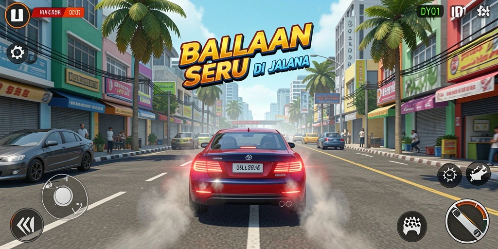 Tangkapan layar DY01 menampilkan aksi balapan seru di jalanan.