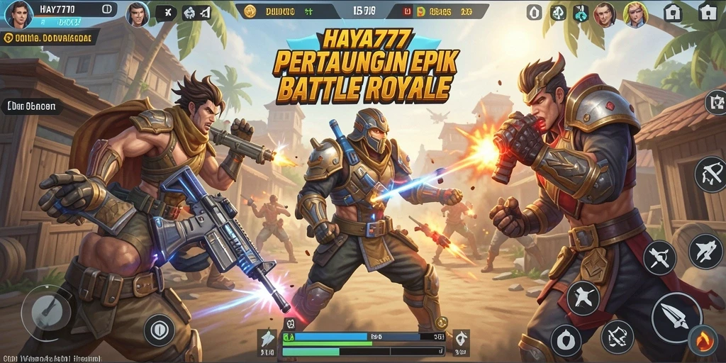 Screenshot HAYA777 menampilkan aksi pertarungan Battle Royale yang seru.