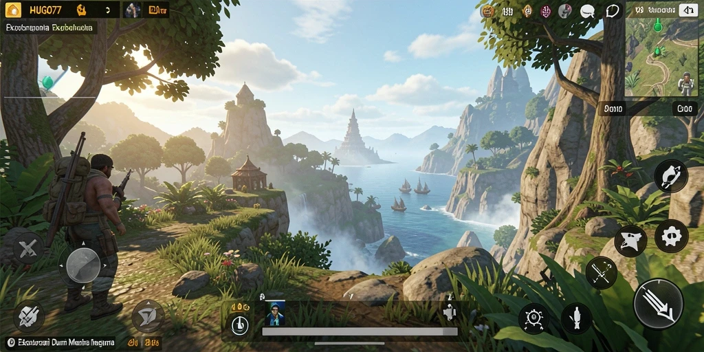 Gameplay HUGO77 menampilkan eksplorasi dunia terbuka yang menakjubkan.