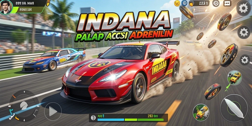 Tampilan gameplay balapan yang menantang dan seru di INDAAA.