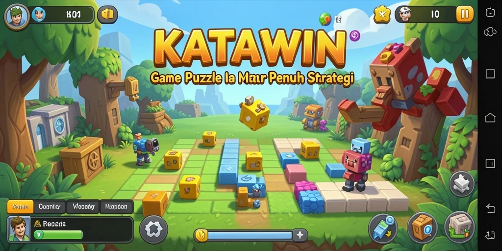 Screenshot gameplay KATAWIN yang menunjukkan tantangan puzzle.