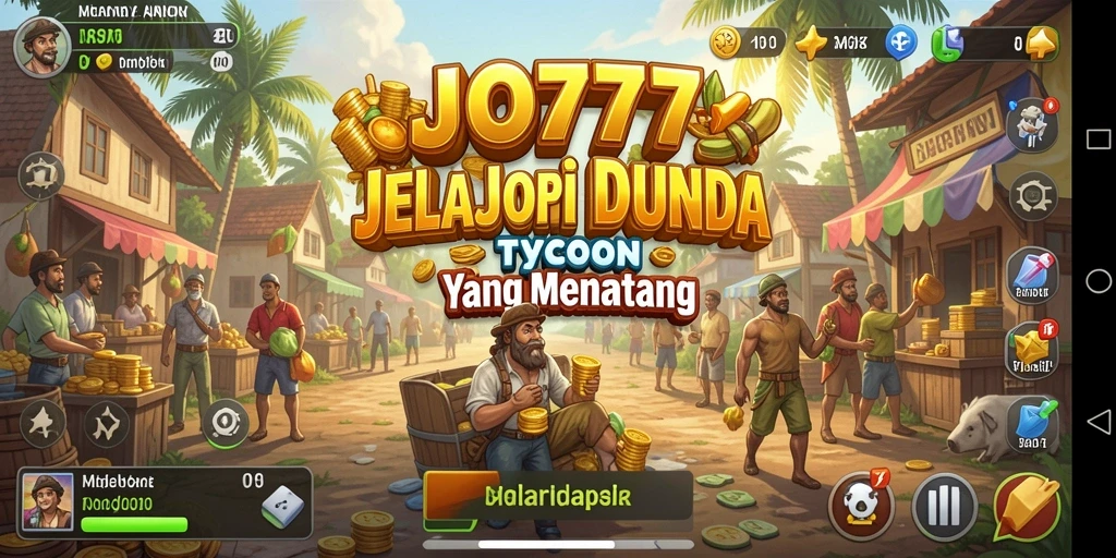 Screenshot gameplay LJO777 yang menampilkan proses membangun bisnis di dunia Tycoon.