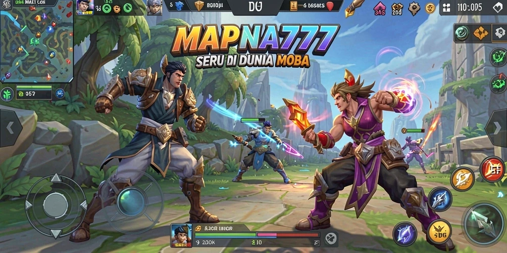 Screenshot gameplay MAPNA777, menunjukkan pertarungan tim yang intens.