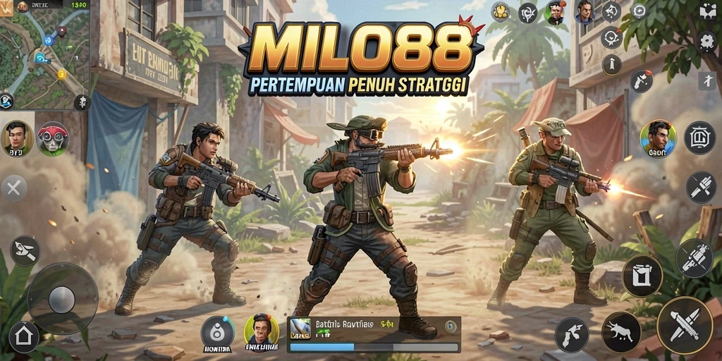 Screenshot gameplay MILO88 yang penuh aksi Battle Royale.