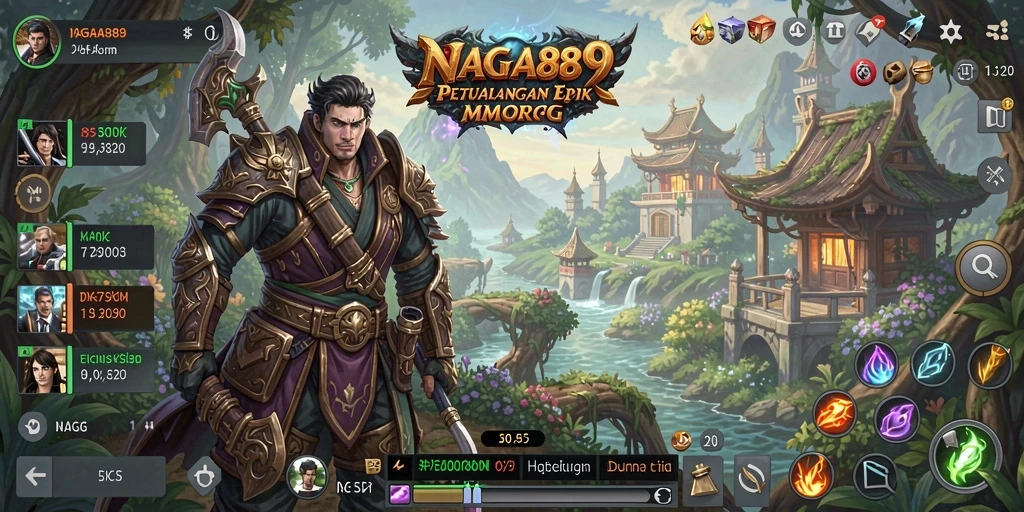 Tangkapan layar menghadirkan visual menakjubkan dari gameplay MMORPG NAGA889.
