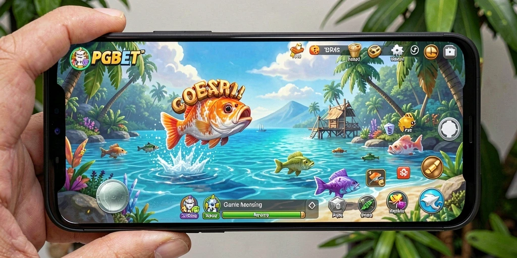 Tampilan mendebarkan dalam gameplay PGBET saat memancing ikan besar.