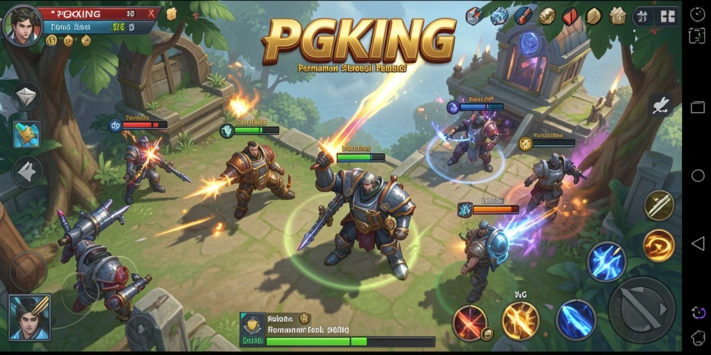 Tampilan gameplay menarik dari PGKING dengan berbagai strategi dan pertempuran.