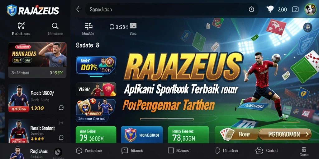Tampilan utama RAJAZEUS dengan fitur taruhan olahraga yang menarik.
