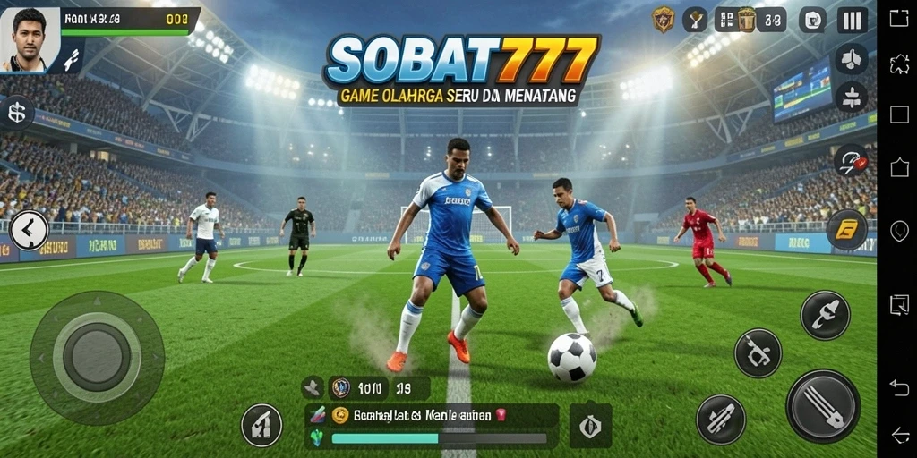 Screenshot utama SOBAT777 menampilkan aksi seru permainan olahraga.
