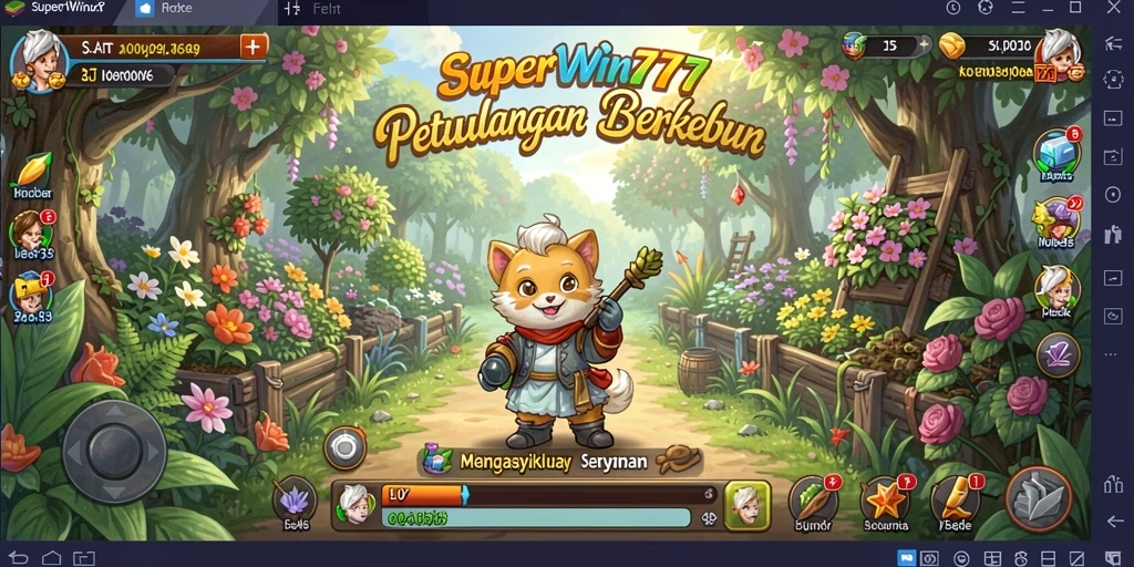 Screenshot SUPERWIN777 menampilkan aktivitas berkebun yang seru.