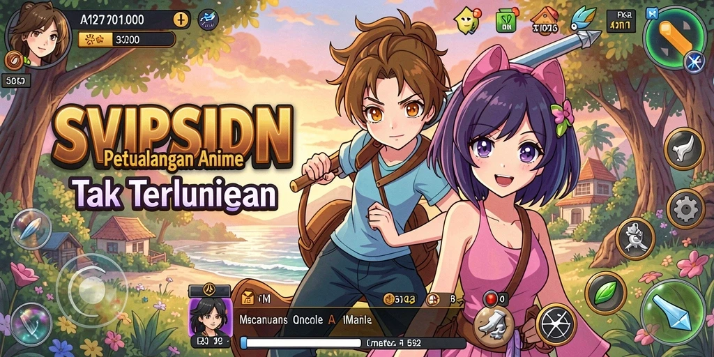 Screenshot gameplay SVIPSIDN menampilkan petualangan karakter anime.