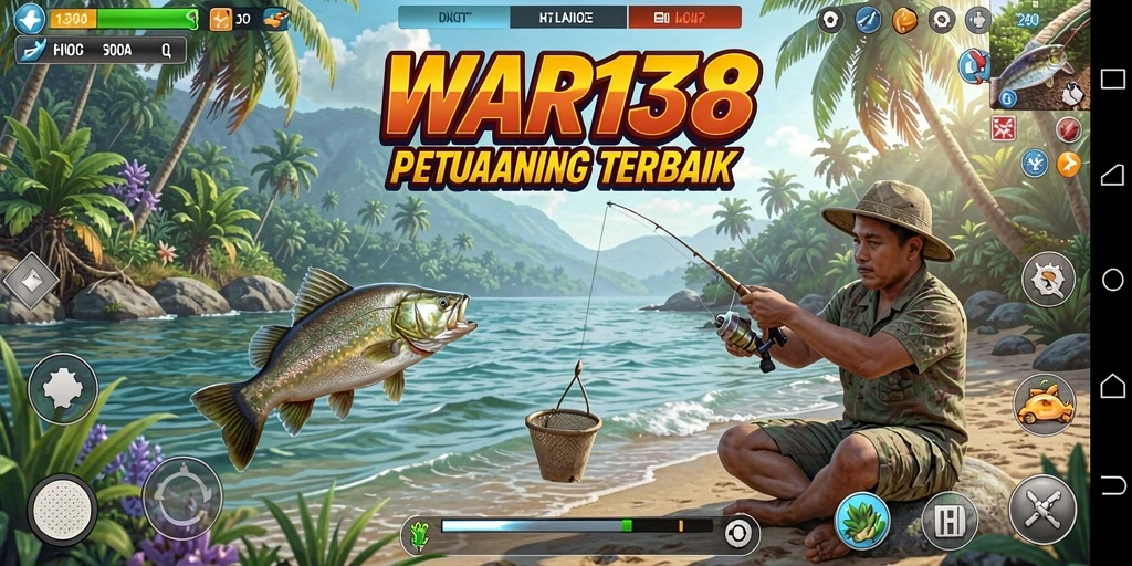 Screenshot dari gameplay <strong>WAR138</strong> menampilkan petualangan memancing yang seru.
