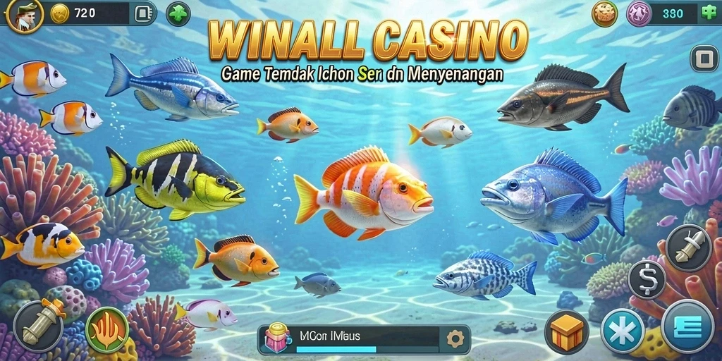 Tampilan gameplay Tembak Ikan yang penuh warna dan dinamis.