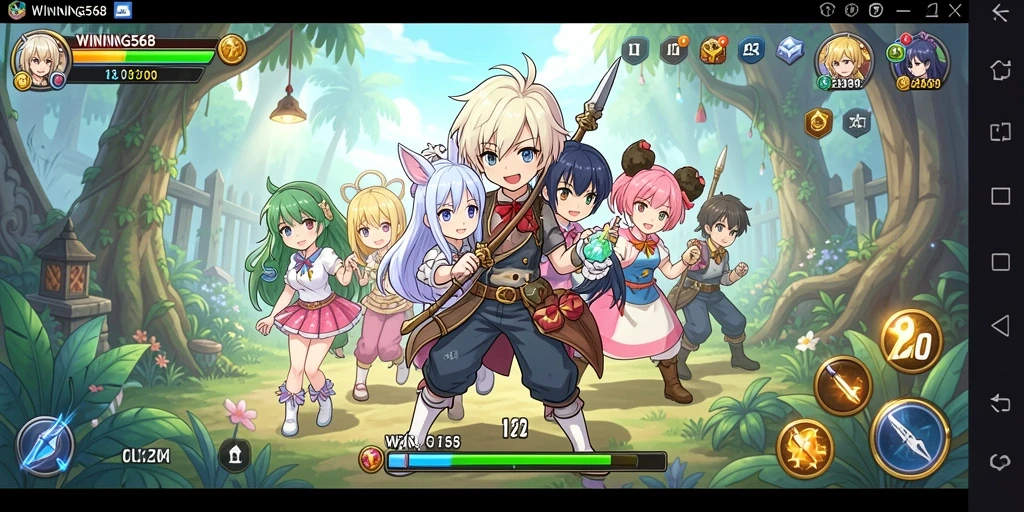 Tampilan gameplay seru dengan karakter anime yang memukau.