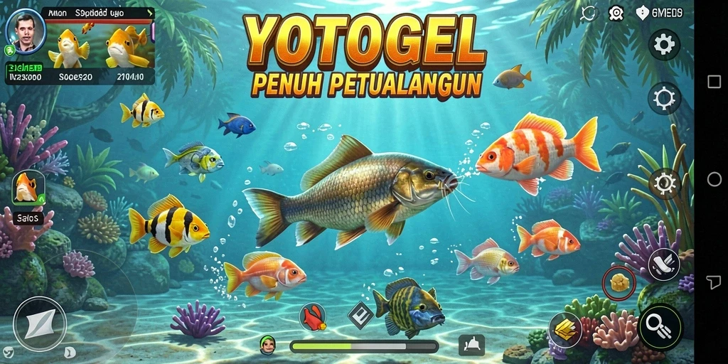 Screenshot gameplay YOTOGEL menampilkan pemandangan memancing yang menawan.